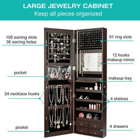 LED Full-length Mirror Jewelry Cabinet, Multipurpose Storage Cabinet