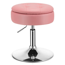 Vanity Stool with Storage, 360° Swivel PU Leather Vanity Chair, 50-66cm Height Adjustable Makeup Stool with Flipped Lid