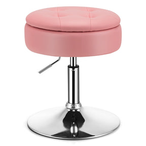 Vanity Stool with Storage, 360° Swivel PU Leather Vanity Chair, 50-66cm Height Adjustable Makeup Stool with Flipped Lid