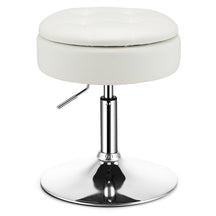 Vanity Stool with Storage, 360° Swivel PU Leather Vanity Chair, 50-66cm Height Adjustable Makeup Stool with Flipped Lid