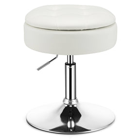 Vanity Stool with Storage, 360° Swivel PU Leather Vanity Chair, 50-66cm Height Adjustable Makeup Stool with Flipped Lid
