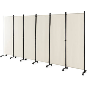 Giantex 6-Panel Folding Room Divider, 1.72m Rolling Privacy Screen with Lockable Wheels