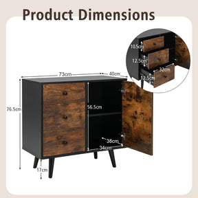 Giantex Retro Storage Cabinet, Vintage Cupboard with 3 Drawers and Adjustable Shelf Rustic Brown