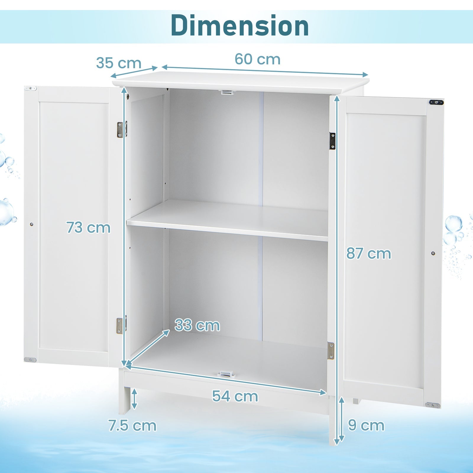 Giantex Bathroom Floor Cabinet, Wooden Floor Storage Cabinet w/Double Doors