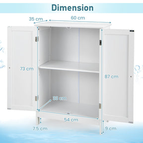 Giantex Bathroom Floor Cabinet, Wooden Floor Storage Cabinet w/Double Doors