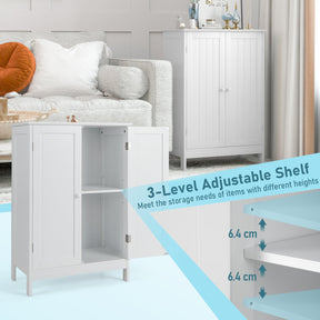 Giantex Bathroom Floor Cabinet, Wooden Floor Storage Cabinet w/Double Doors