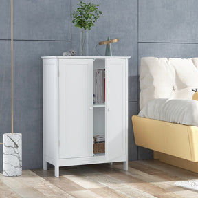 Giantex Bathroom Floor Cabinet, Wooden Floor Storage Cabinet w/Double Doors