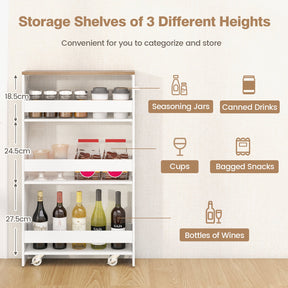 Giantex 4-Tier Slim Storage Cart, Narrow Mobile Serving Cart