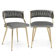 Velvet Dining Chairs Set of 2, Accent Upholstered Leisure Chairs w/ Gold Metal Legs, Sponge Filling Seats