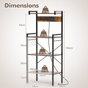 4-Tier Kitchen Baker Rack w/ Power Outlet Microwave Oven Stand Storage Organizer