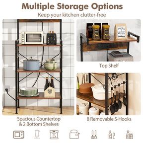 4-Tier Kitchen Baker Rack w/ Power Outlet Microwave Oven Stand Storage Organizer