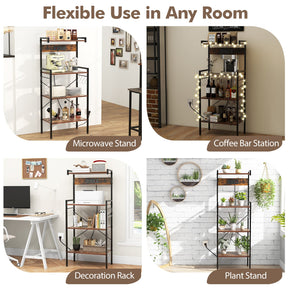 4-Tier Kitchen Baker Rack w/ Power Outlet Microwave Oven Stand Storage Organizer