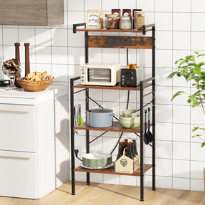 4-Tier Kitchen Baker Rack w/ Power Outlet Microwave Oven Stand Storage Organizer
