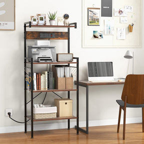 4-Tier Kitchen Baker Rack w/ Power Outlet Microwave Oven Stand Storage Organizer