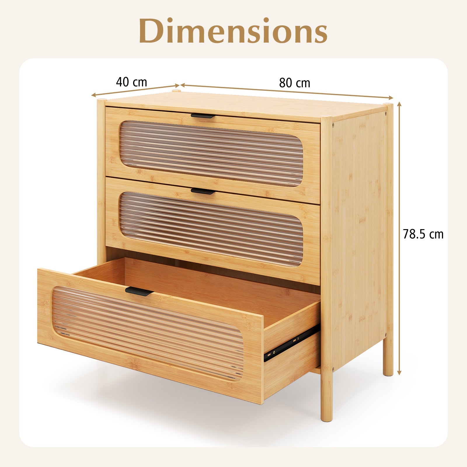 3/4-Drawer Dresser Bamboo Storage Cabinet Mid Century Modern Chest of Drawers