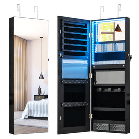 Giantex Wall/Door Mounted Jewelry Armoire w/ 3-Color LED Lights, 120CM (H) Full Length Mirror
