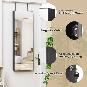 Giantex Wall/Door Mounted Jewelry Armoire w/ 3-Color LED Lights, 120CM (H) Full Length Mirror