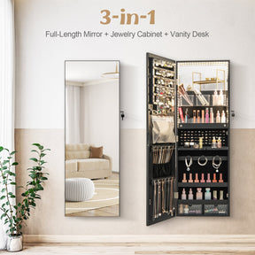 Giantex Wall/Door Mounted Jewelry Armoire w/ 3-Color LED Lights, 120CM (H) Full Length Mirror