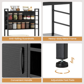 Giantex 170 cm Bakers Rack with Power Outlet, Coffee Bar Cabinet with S-Shaped Hooks & Wine Bottle Holders