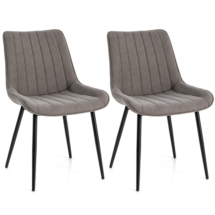 Giantex Dining Chair Set of 2, Faux-Leather Fabric Kitchen Dining Room Chairs, Upholstered Leisure Chairs w/Metal Legs