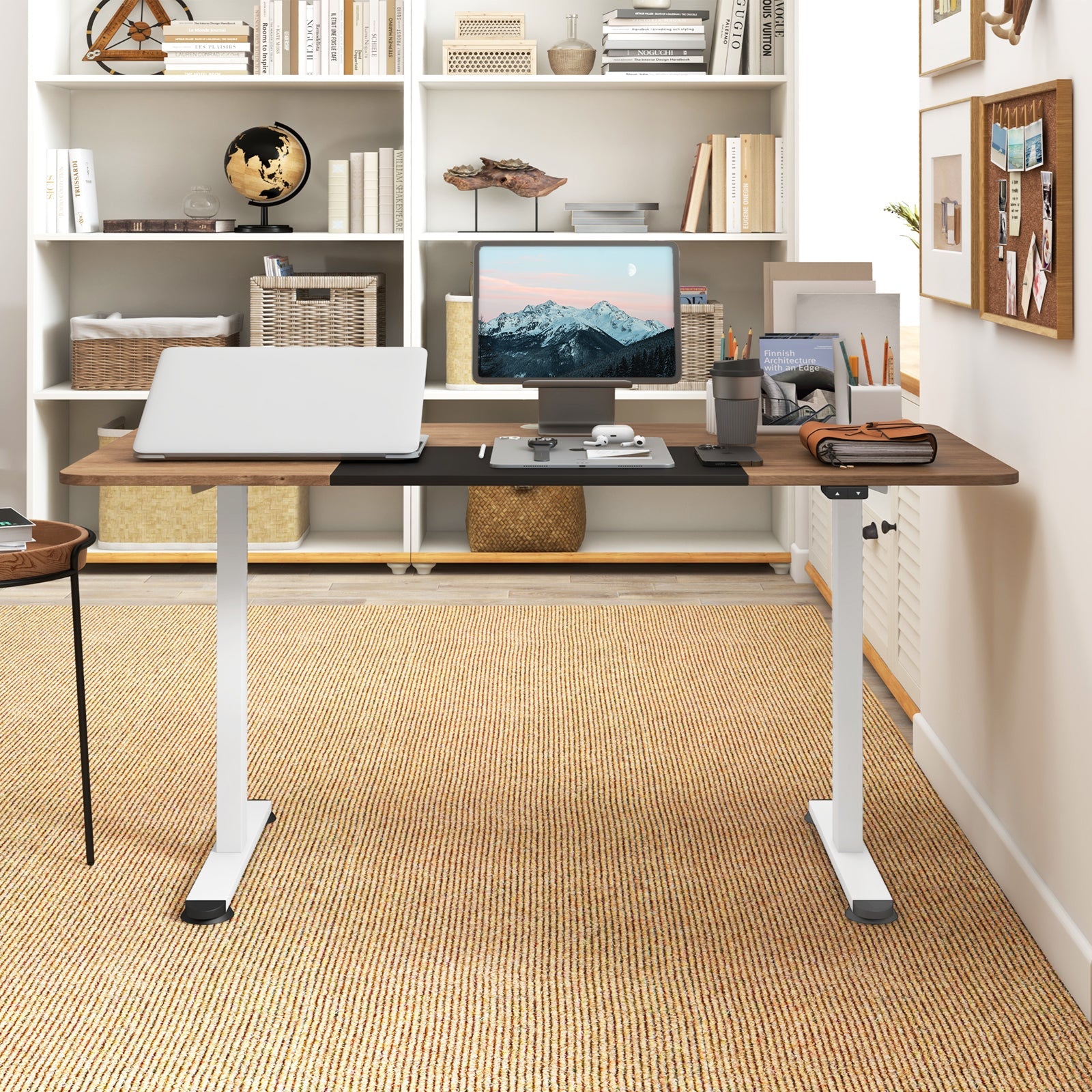 Giantex Electric Height Adjustable Standing Desk, 140cm x 70cm Ergonomic Sit Stand Desk