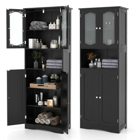 164 cm Tall Bathroom Storage Cabinet, Freestanding Linen Cabinet
