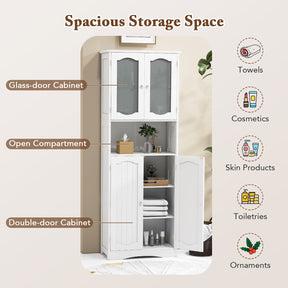 164 cm Tall Bathroom Storage Cabinet, Freestanding Linen Cabinet