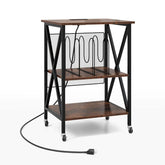 Record Player Stand Turnable Stand w/ Charging Station Vinyl Storage Cabinet