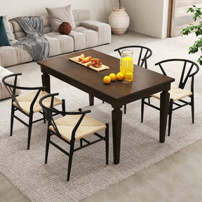 Ginatex Wishbone Dining Chair Set of 2, Mid-Century Modern Weave Armchairs w/Y-Shaped Backrest