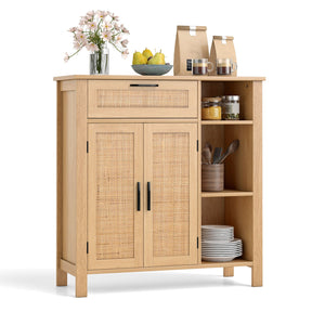 Buffet Sideboard, Storage Cabinet with Rattan Woven Doors