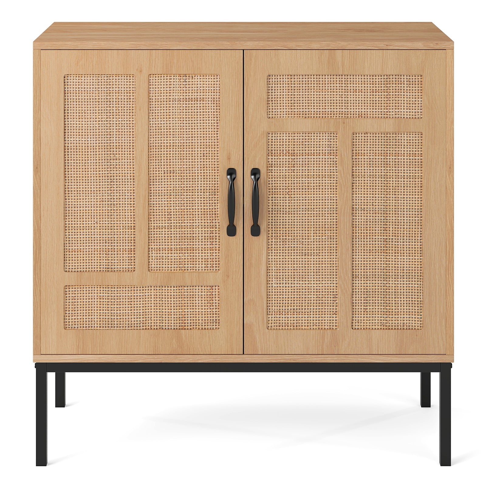 Rattan Storage Cabinet, Accent Cabinet with Asymmetrical Pattern