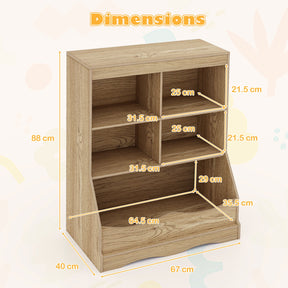 88CM Kids Bookshelf, 5 Cube Storage Shelf, Wooden Bookcase