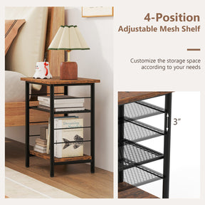 3-Tier End Table Set of 2, Side Table with Storage Shelves