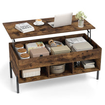 Lift Top Coffee Table, Coffee Station Table with Hidden Compartment, Rising Tabletop, 3 Open Cubbies