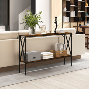 Industrial Console Table 2-Tier Narrow Sofa Table 120 CM Entrance Table