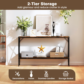 Industrial Console Table 2-Tier Narrow Sofa Table 120 CM Entrance Table