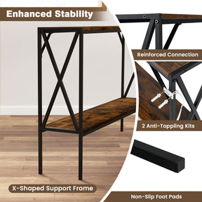 Industrial Console Table 2-Tier Narrow Sofa Table 120 CM Entrance Table