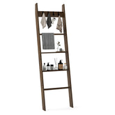 5-Tier Blanket Ladder, 148cm Bamboo Decorative Ladder Shelf