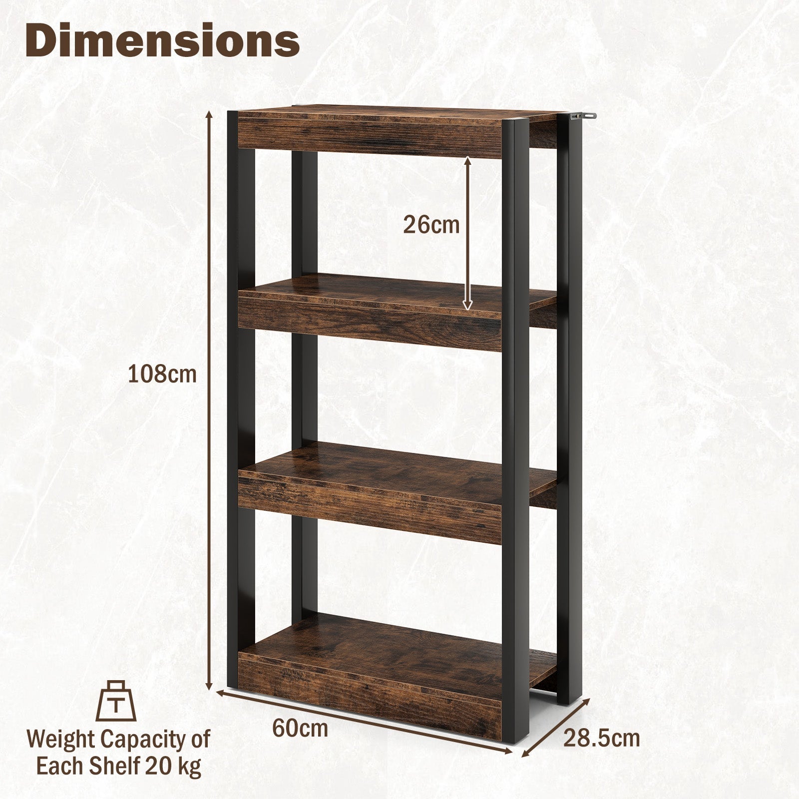 4-Tier Wooden Bookshelf Storage Organizer Bookcase w/ Open Shelving Unit Study