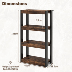 4-Tier Wooden Bookshelf Storage Organizer Bookcase w/ Open Shelving Unit Study