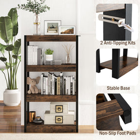 4-Tier Wooden Bookshelf Storage Organizer Bookcase w/ Open Shelving Unit Study