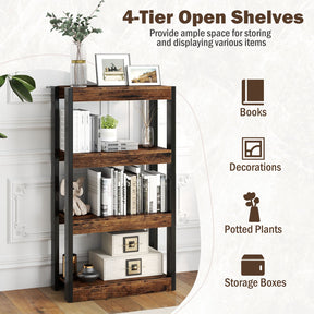 4-Tier Wooden Bookshelf Storage Organizer Bookcase w/ Open Shelving Unit Study