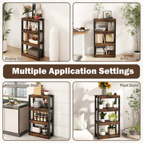 4-Tier Wooden Bookshelf Storage Organizer Bookcase w/ Open Shelving Unit Study