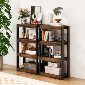 4-Tier Wooden Bookshelf Storage Organizer Bookcase w/ Open Shelving Unit Study