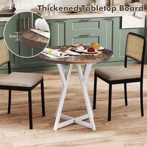 80cm Round Dining Table Wooden Kitchen Table with Metal Pedestal Base