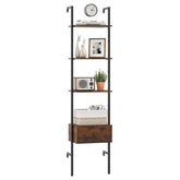 5-Tier Ladder Bookcase with Drawer