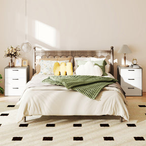 Giantex Modern End Table Wooden File Cabinet with 3 Pull-Out Drawers Gray & White