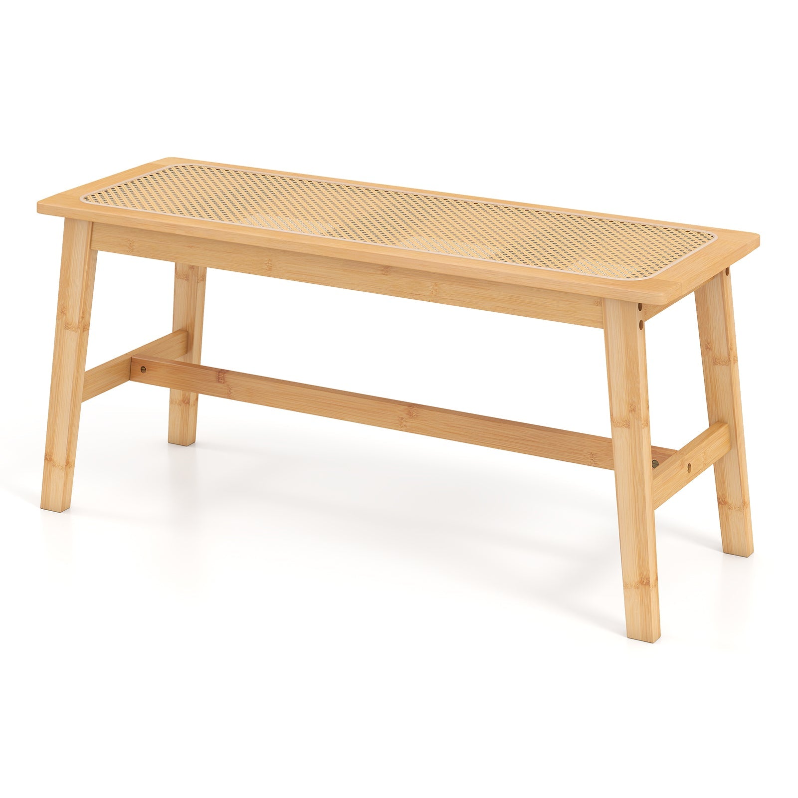 100cm Bamboo Dining Bench with Handwoven Rattan Seat