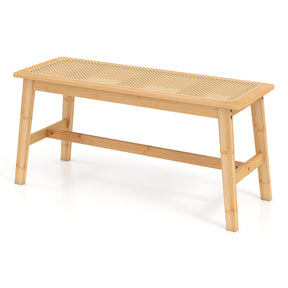 100cm Bamboo Dining Bench with Handwoven Rattan Seat