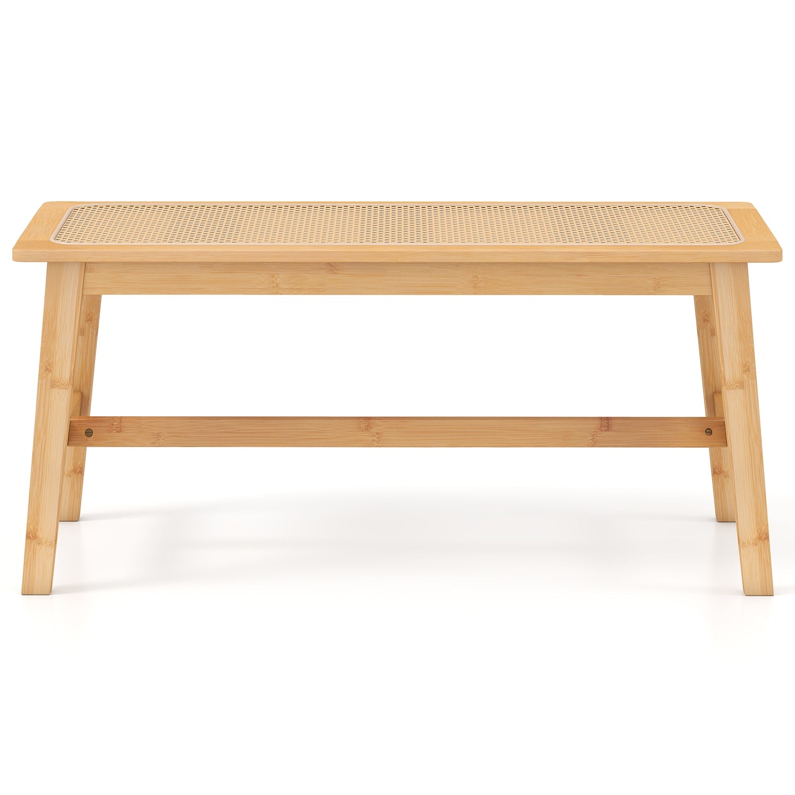 100cm Bamboo Dining Bench with Handwoven Rattan Seat